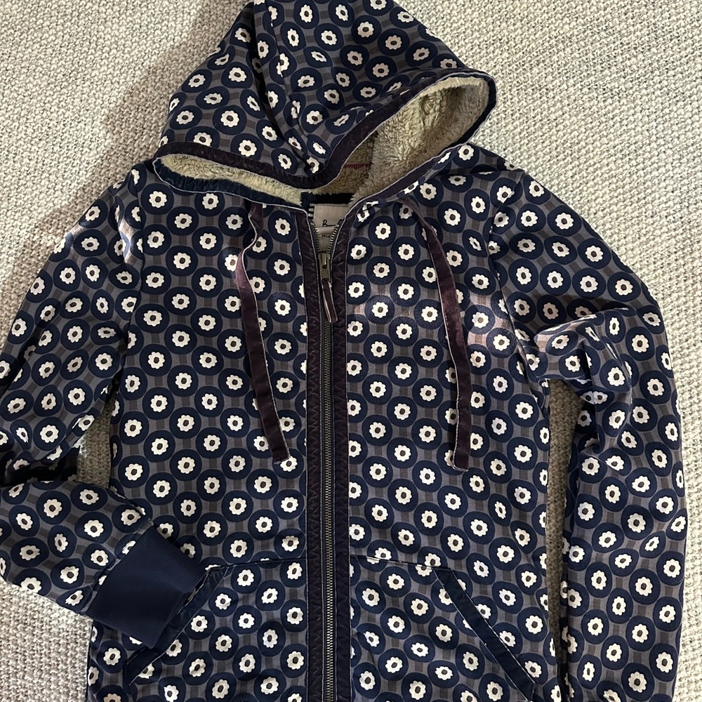 Boden Floral Hoodie with Blue and Purple Design Size 4